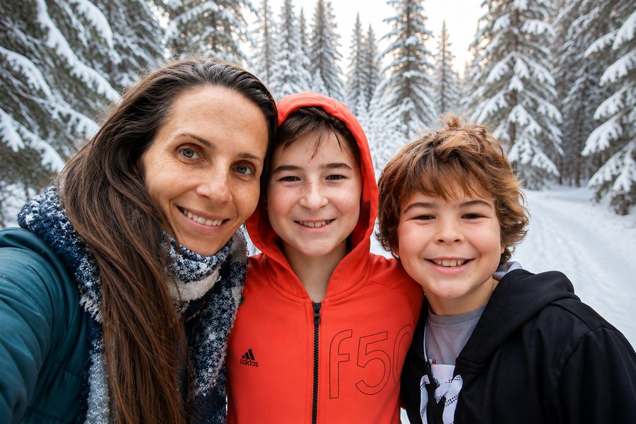 Yvette Farkas with her nephews